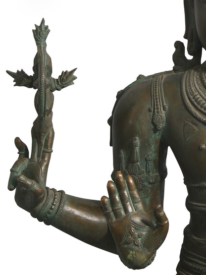 72" Super Large Standing Lord Vishnu in Blessing Gesture | Bronze Statue