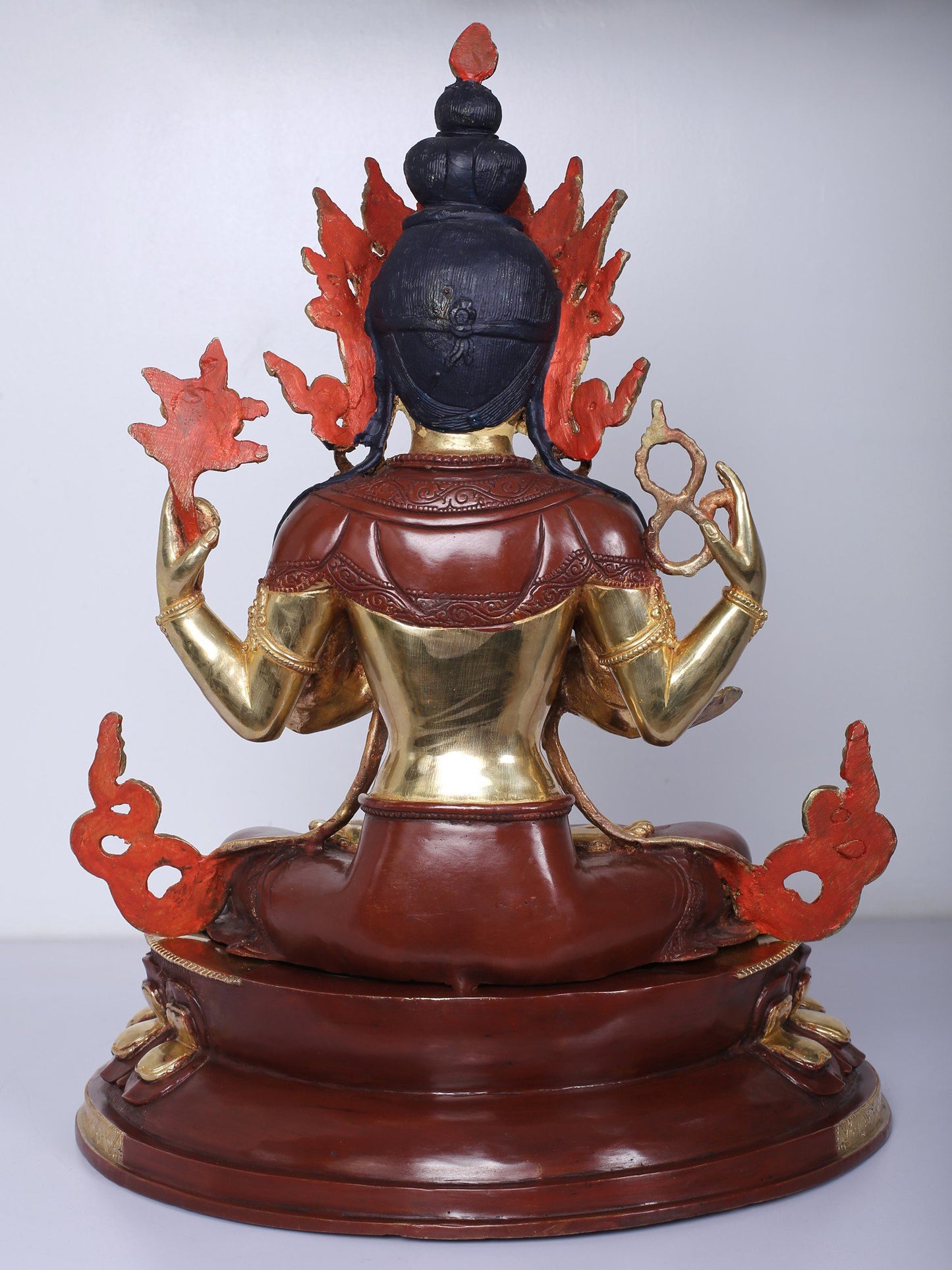 19" Buddhist Deity Chenrezig Idol From Nepal | Handmade Idol | Copper Statue