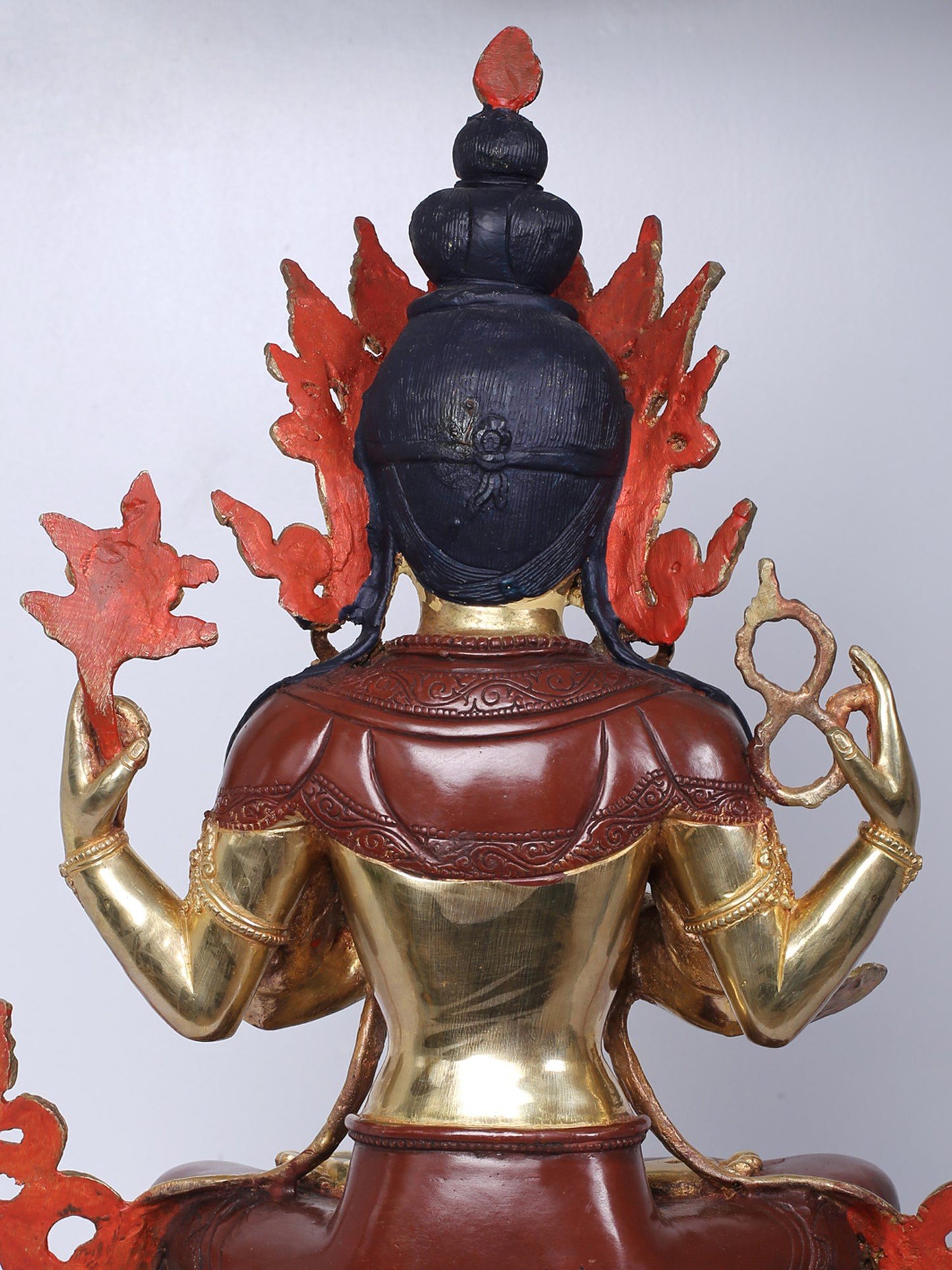 19" Buddhist Deity Chenrezig Idol From Nepal | Handmade Idol | Copper Statue