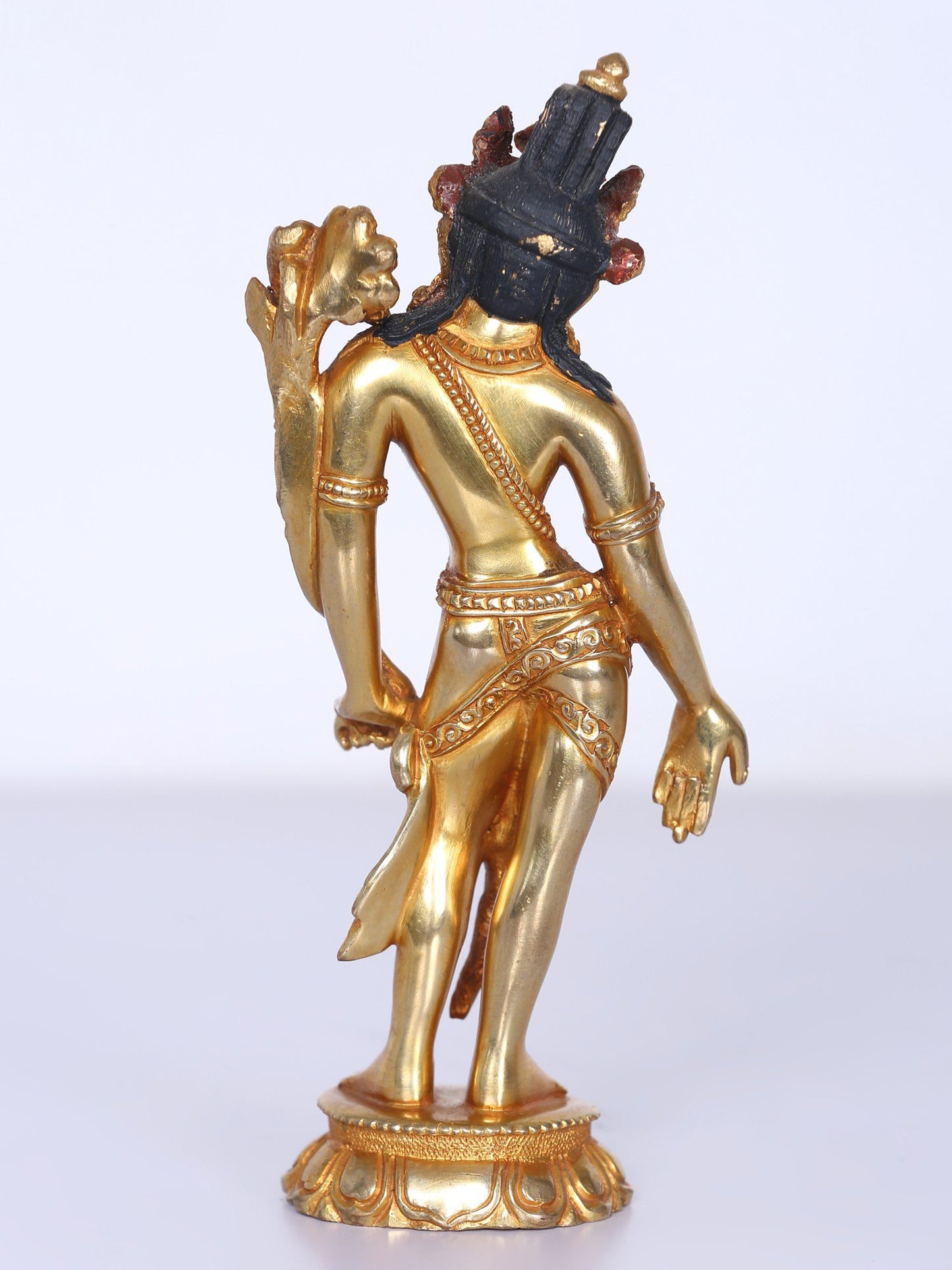 7" Tibetan Buddhist Deity Padmapani (Avalokiteshvara) | Handmade Idol | Copper Statue With Gold Gilded