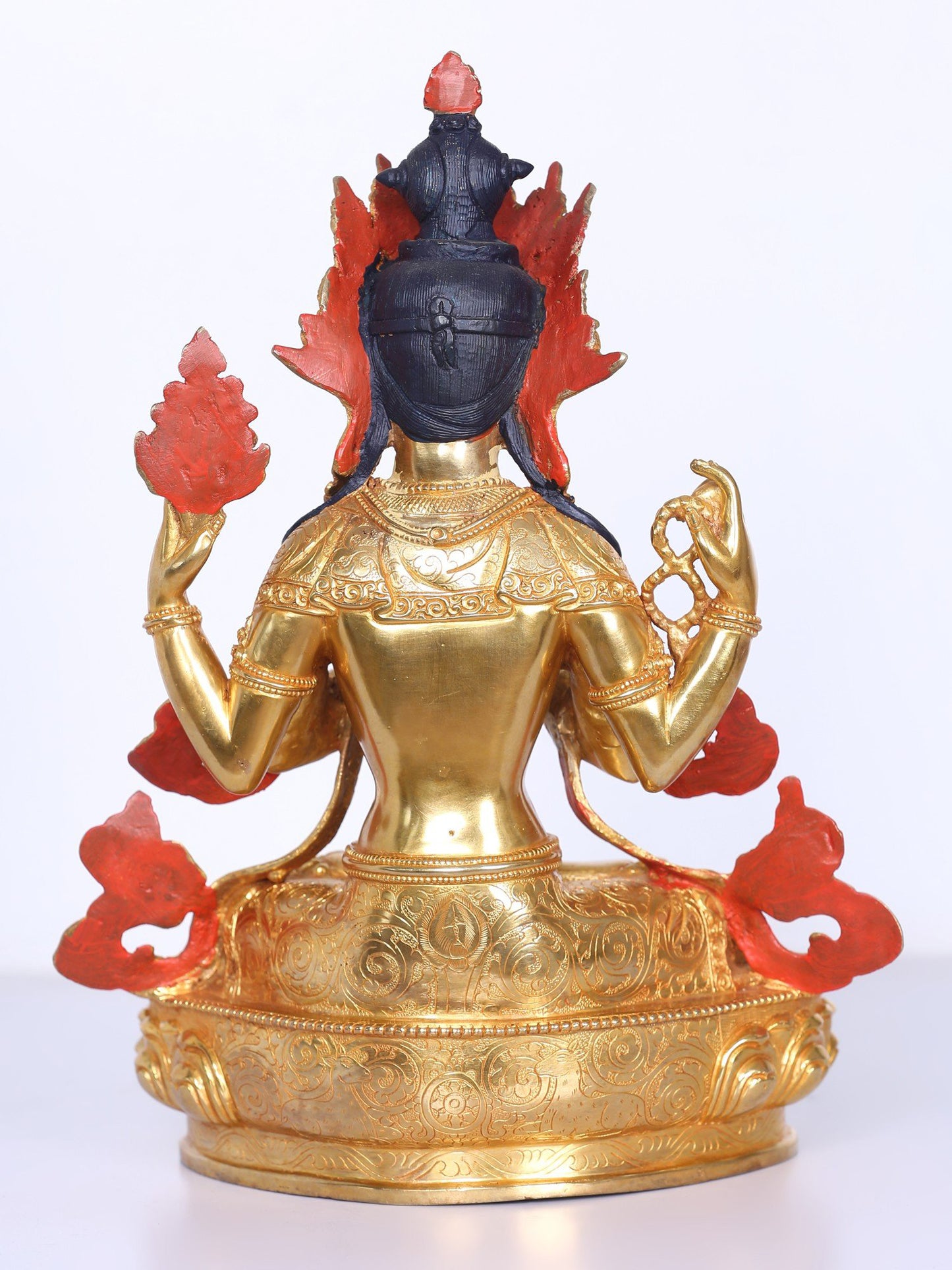 13" Chenrezig (Avalokiteshvara) Idol from Nepal | Handmade Idol | Nepalese Copper Statue