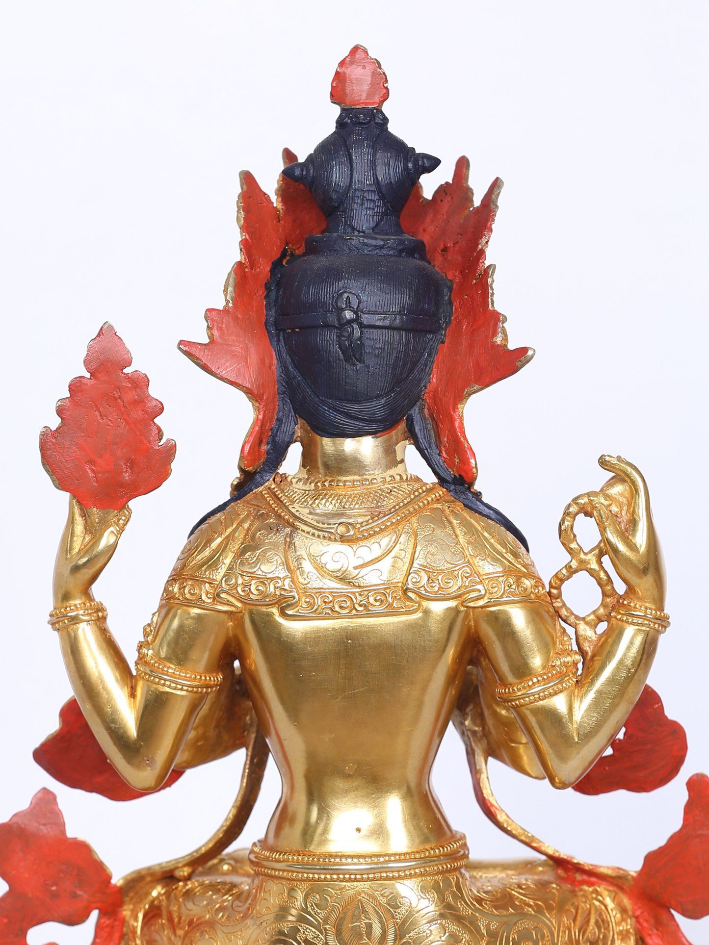 13" Chenrezig (Avalokiteshvara) Idol from Nepal | Handmade Idol | Nepalese Copper Statue