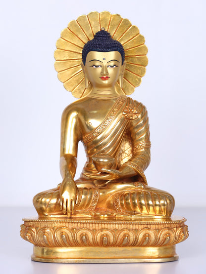 10" Copper Shakyamuni Buddha Figurine From Nepal | Handmade Idol | Lord Buddha Copper Idol