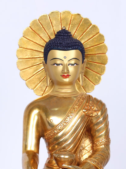 10" Copper Shakyamuni Buddha Figurine From Nepal | Handmade Idol | Lord Buddha Copper Idol