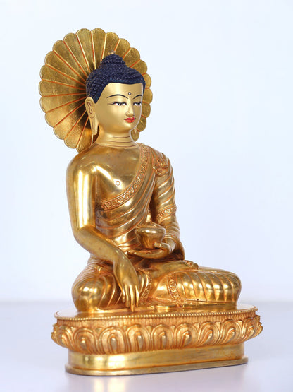 10" Copper Shakyamuni Buddha Figurine From Nepal | Handmade Idol | Lord Buddha Copper Idol