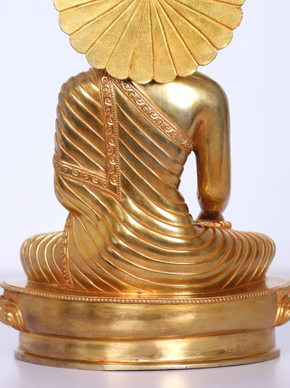 10" Copper Shakyamuni Buddha Figurine From Nepal | Handmade Idol | Lord Buddha Copper Idol