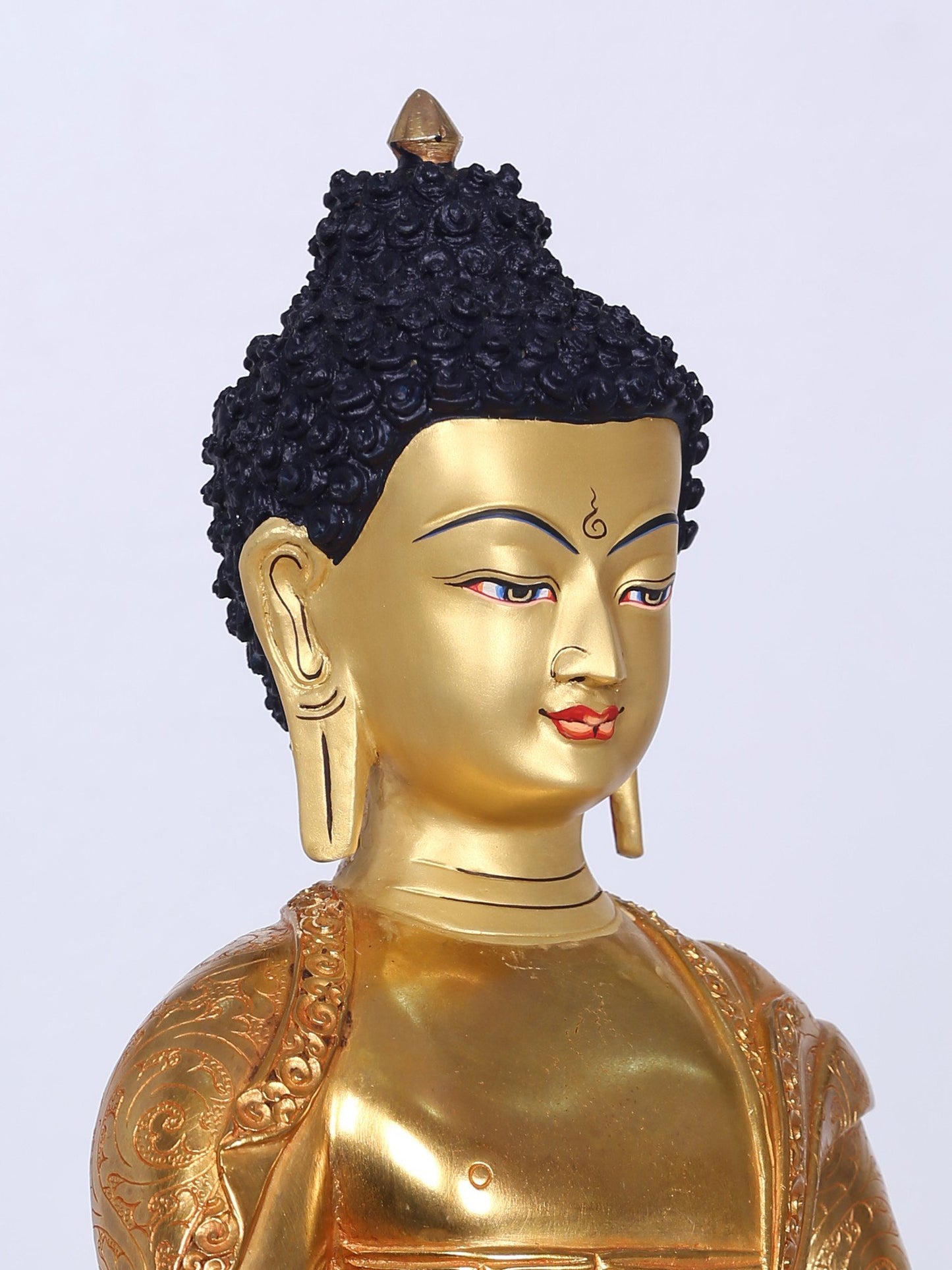 13" Shakyamuni Buddha Statue From Nepal | Copper With Gilded Gold |  Handmade Buddha Statue