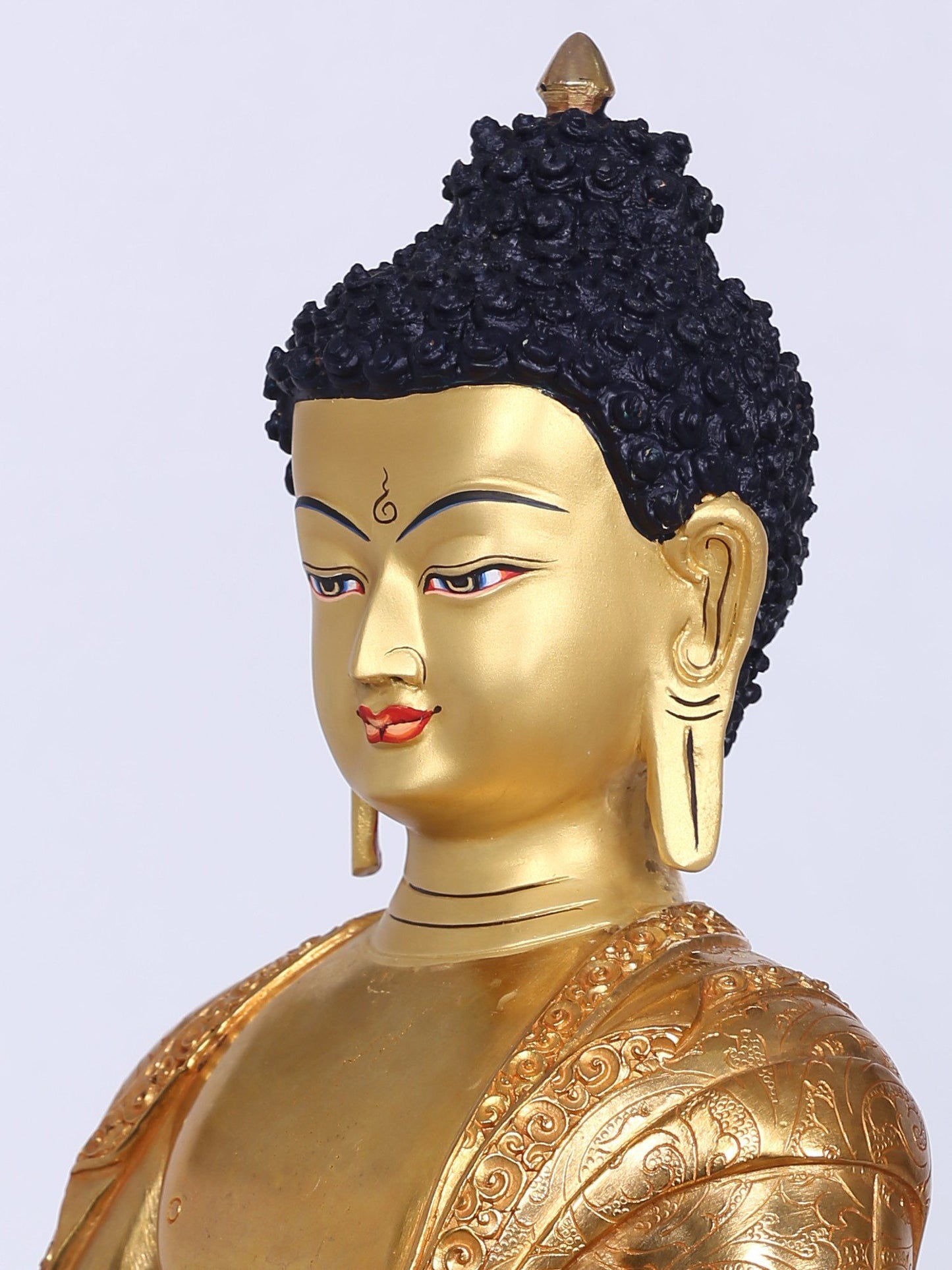 13" Shakyamuni Buddha Statue From Nepal | Copper With Gilded Gold |  Handmade Buddha Statue