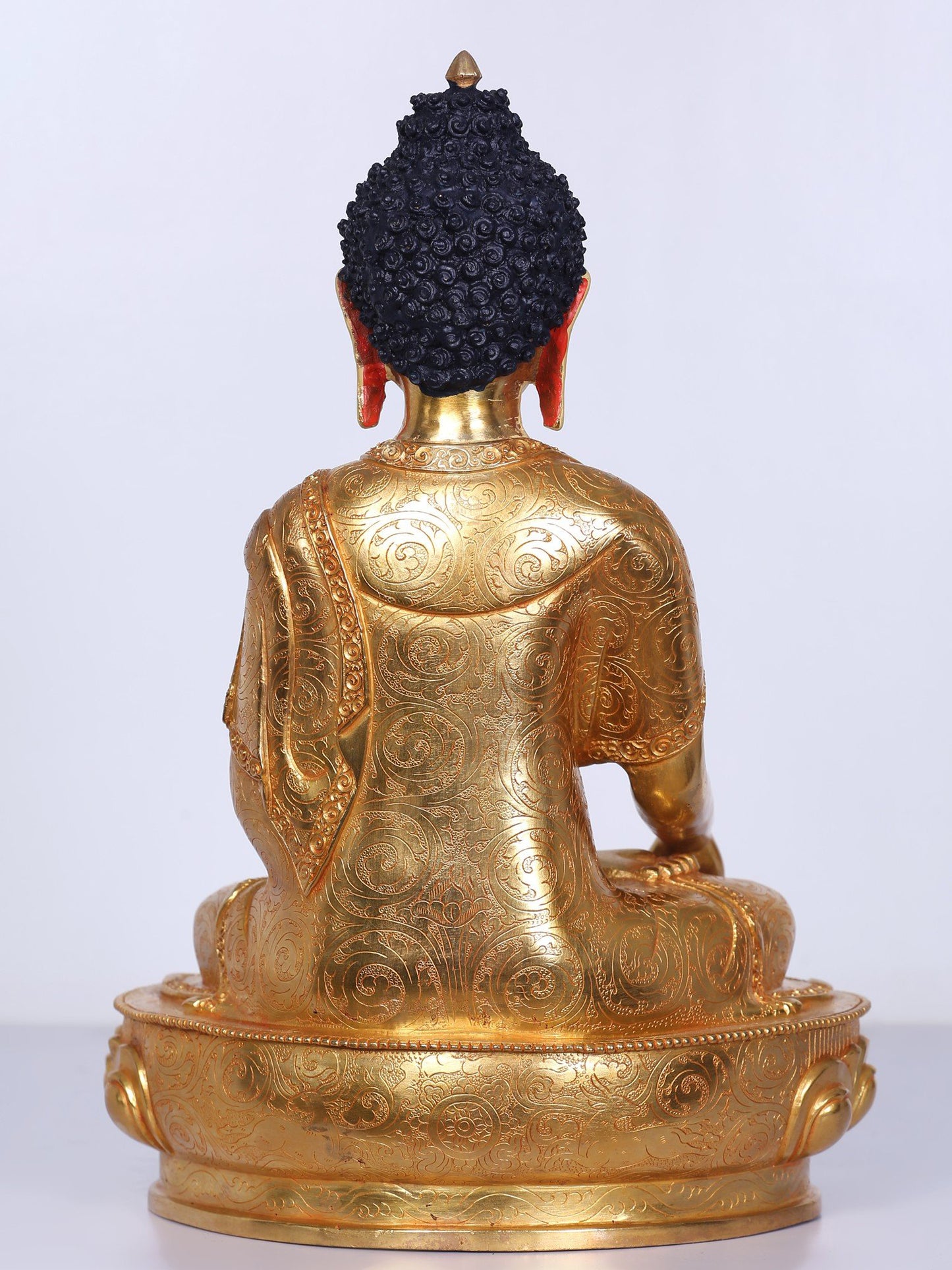 13" Shakyamuni Buddha Statue From Nepal | Copper With Gilded Gold |  Handmade Buddha Statue