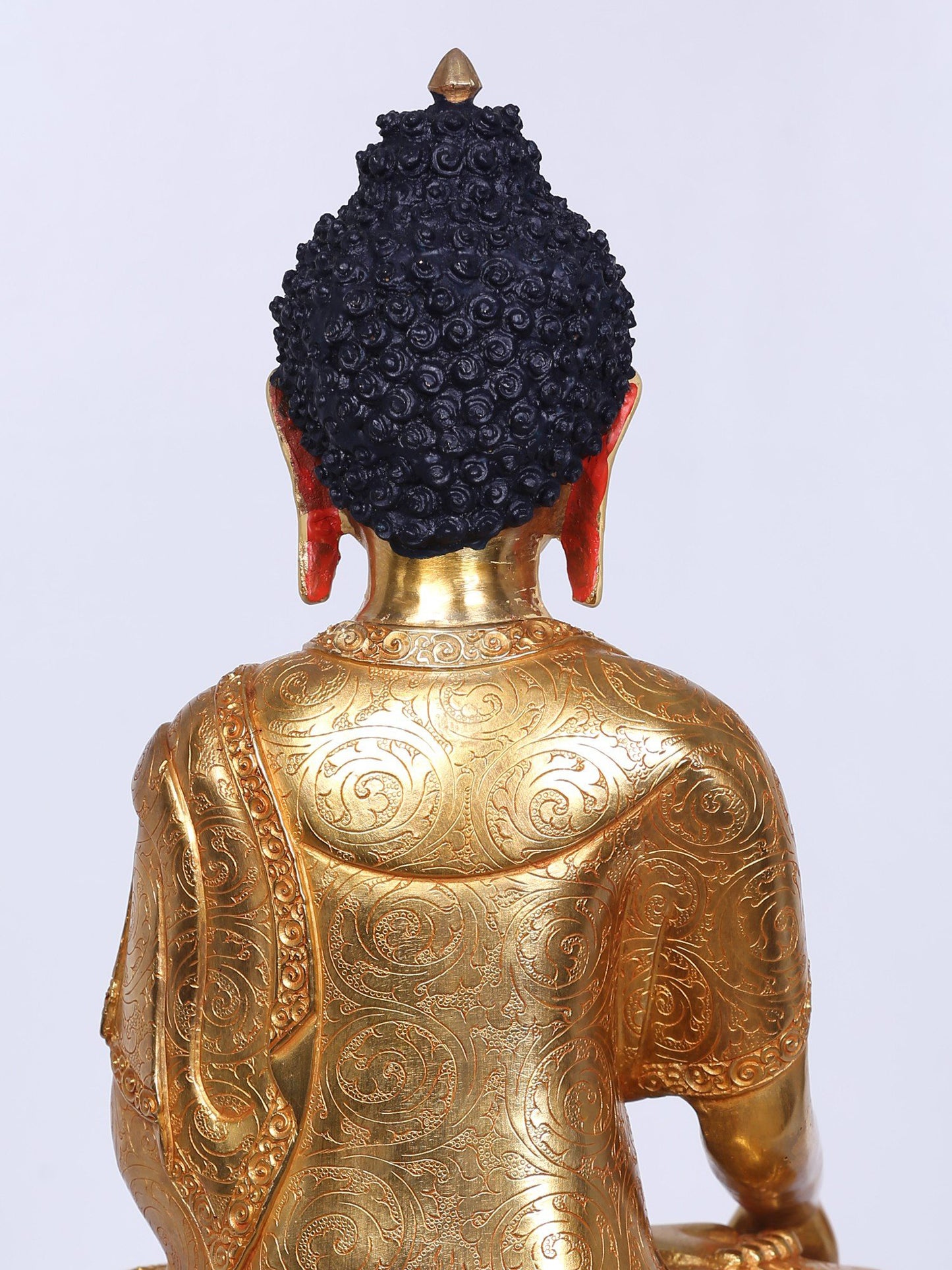 13" Shakyamuni Buddha Statue From Nepal | Copper With Gilded Gold |  Handmade Buddha Statue