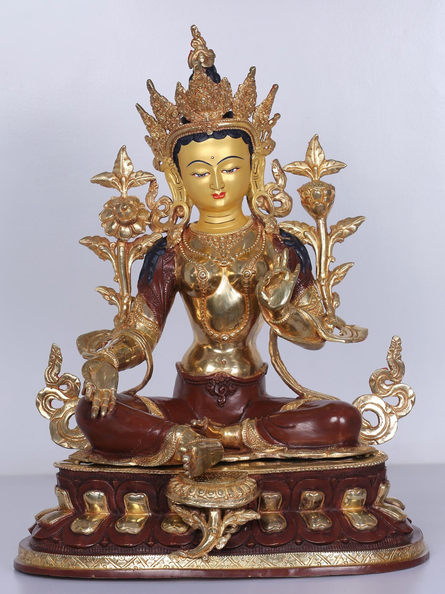 18" Goddess Green Tara Copper Statue Glided With Gold | Handmade Idol | Goddess Statue