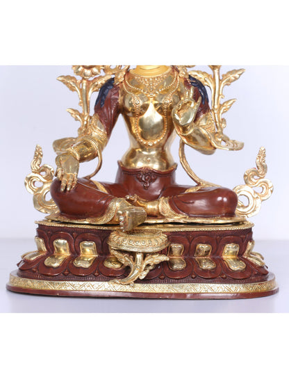 18" Goddess Green Tara Copper Statue Glided With Gold | Handmade Idol | Goddess Statue