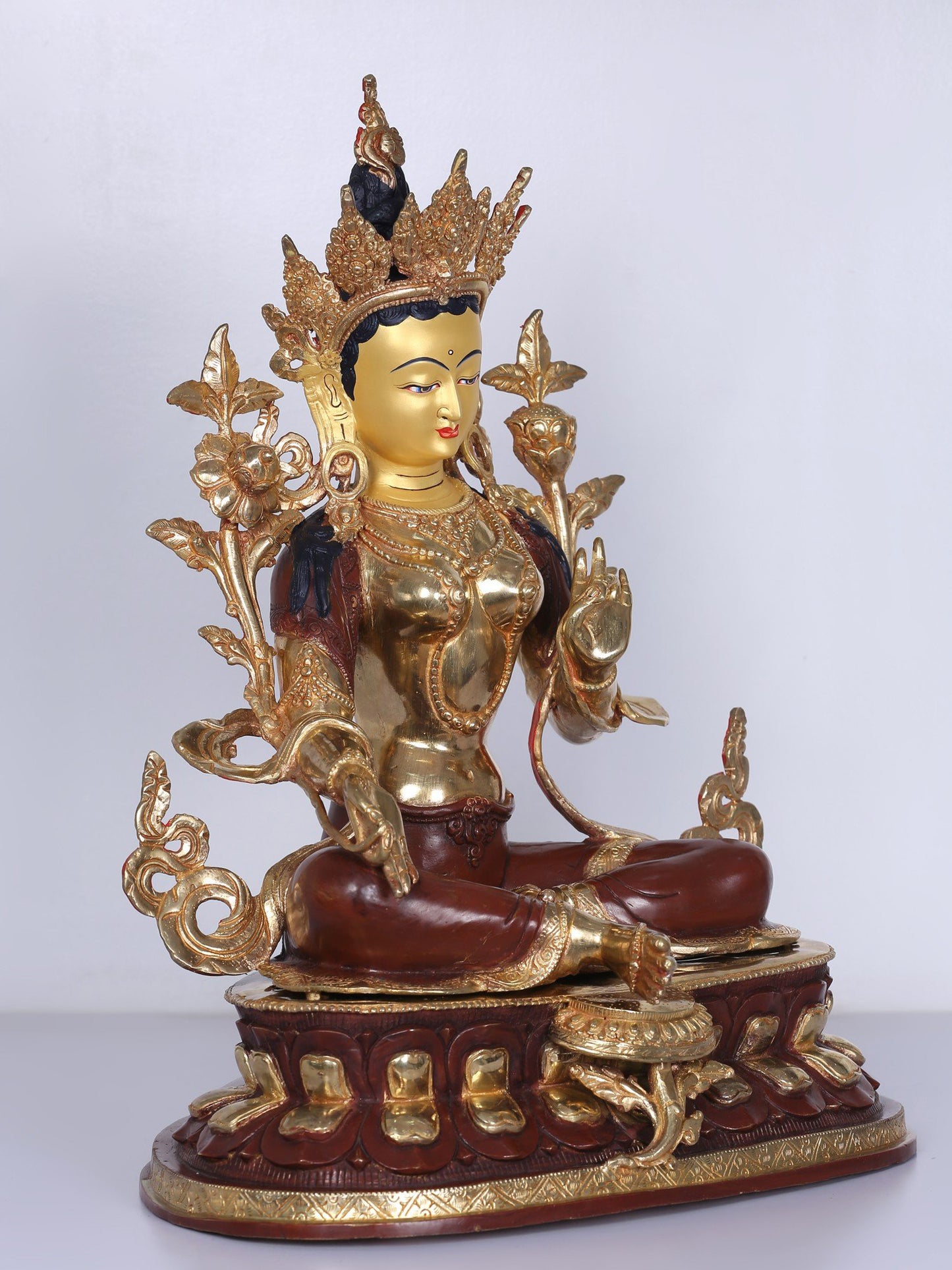 18" Goddess Green Tara Copper Statue Glided With Gold | Handmade Idol | Goddess Statue