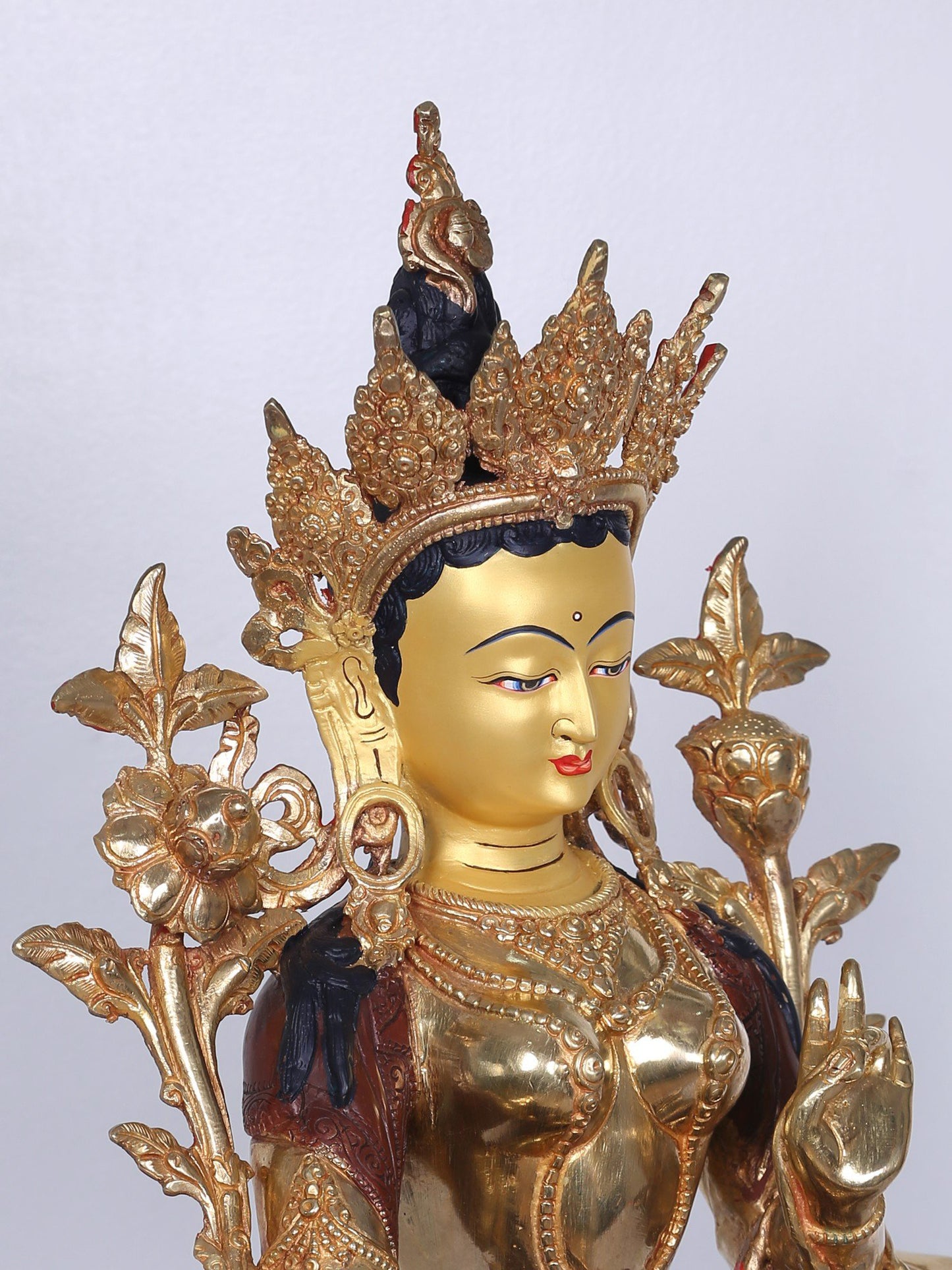 18" Goddess Green Tara Copper Statue Glided With Gold | Handmade Idol | Goddess Statue