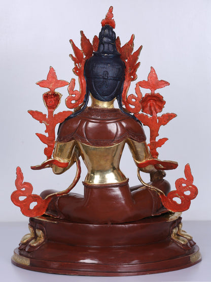 18" Goddess Green Tara Copper Statue Glided With Gold | Handmade Idol | Goddess Statue