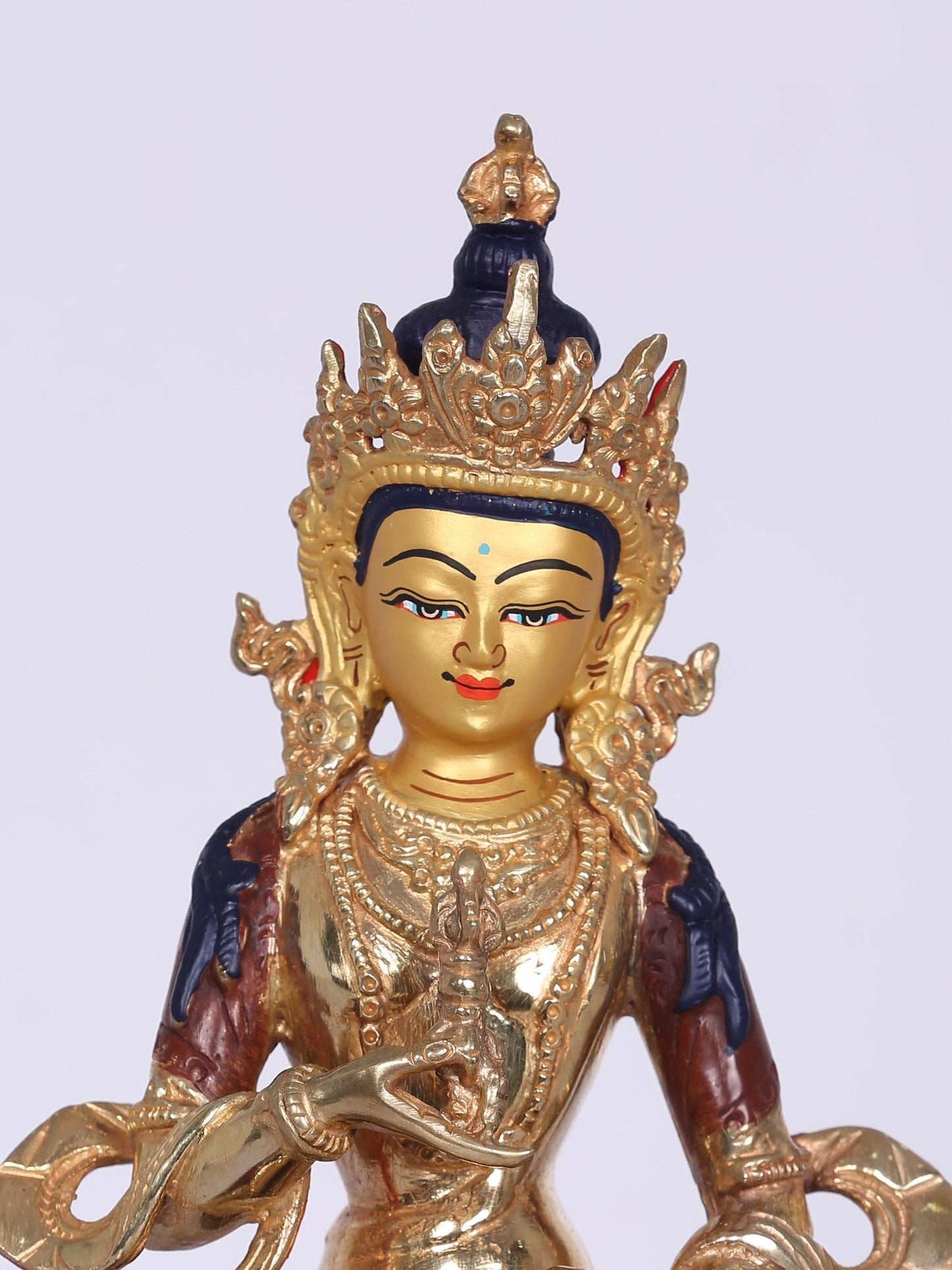 8" Buddhist Deity Vajrasattva Copper Statue | Handmade Idol |  Copper Gilded With Gold