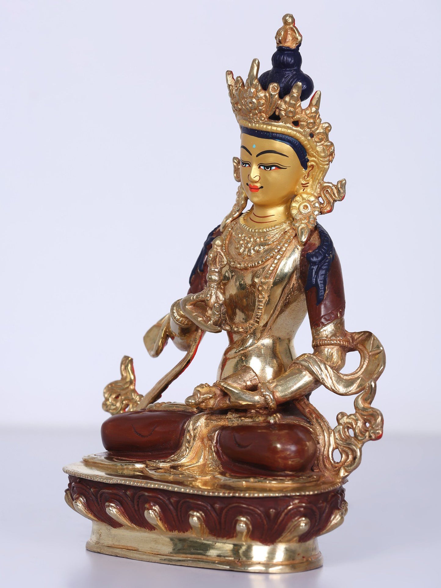 8" Buddhist Deity Vajrasattva Copper Statue | Handmade Idol |  Copper Gilded With Gold