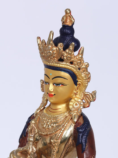 8" Buddhist Deity Vajrasattva Copper Statue | Handmade Idol |  Copper Gilded With Gold