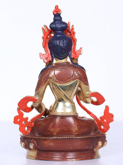 8" Buddhist Deity Vajrasattva Copper Statue | Handmade Idol |  Copper Gilded With Gold