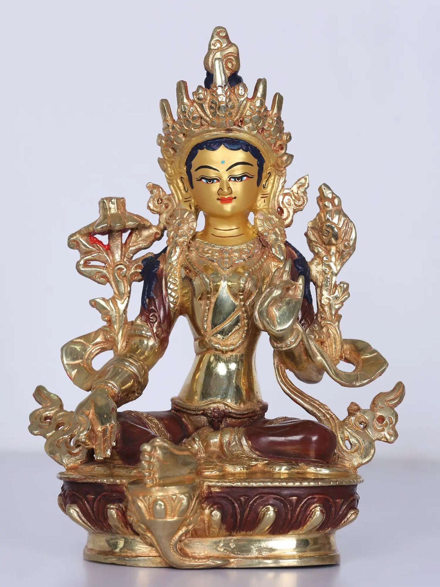 8" Goddess Green Tara Idol From Nepal | Handmade Idol | Goddess Statue | Nepalese Copper Statue