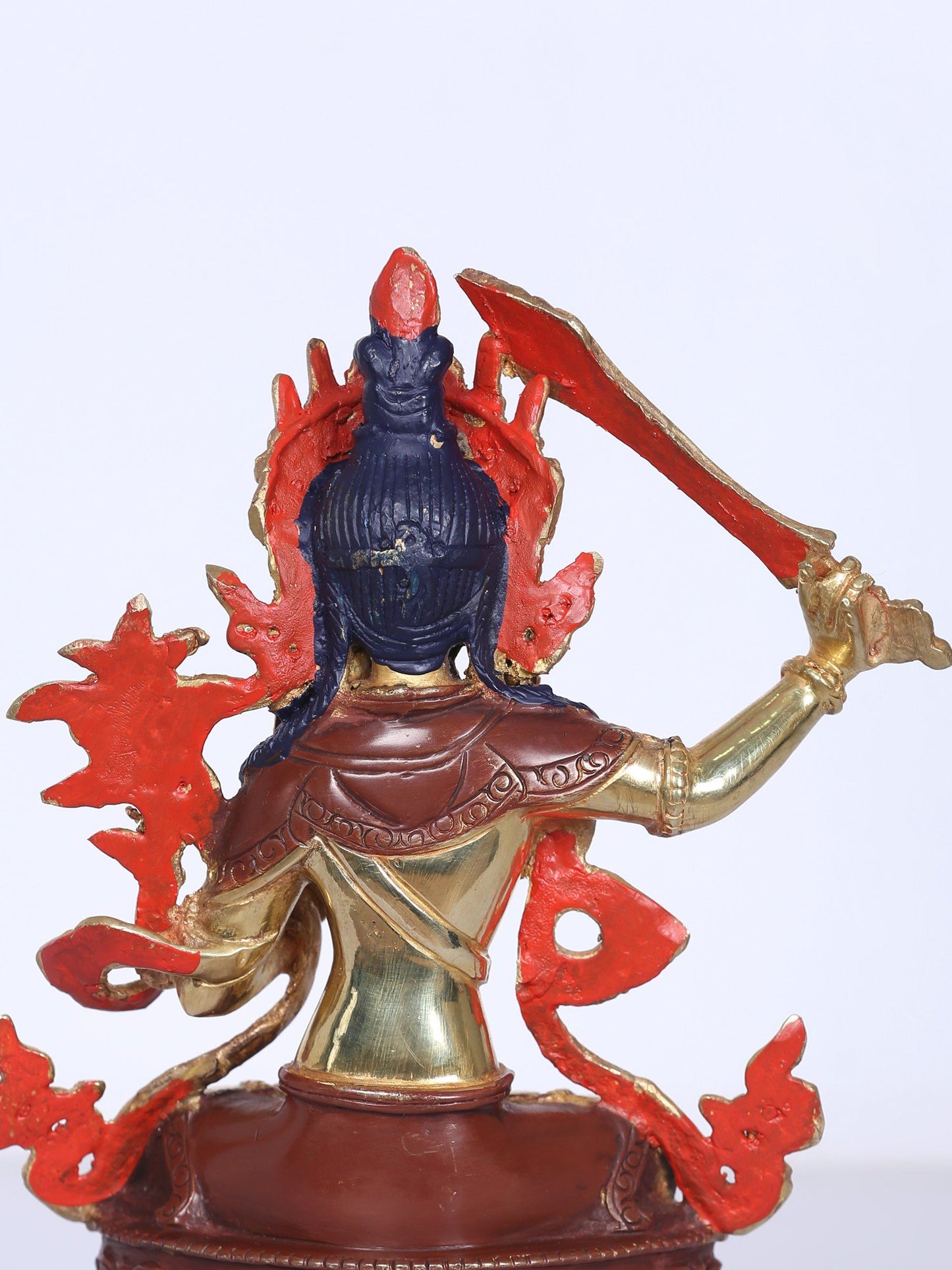 8" Tibetan Buddhist Manjushri Idol From Nepal | Handmade Idol | Copper Statue