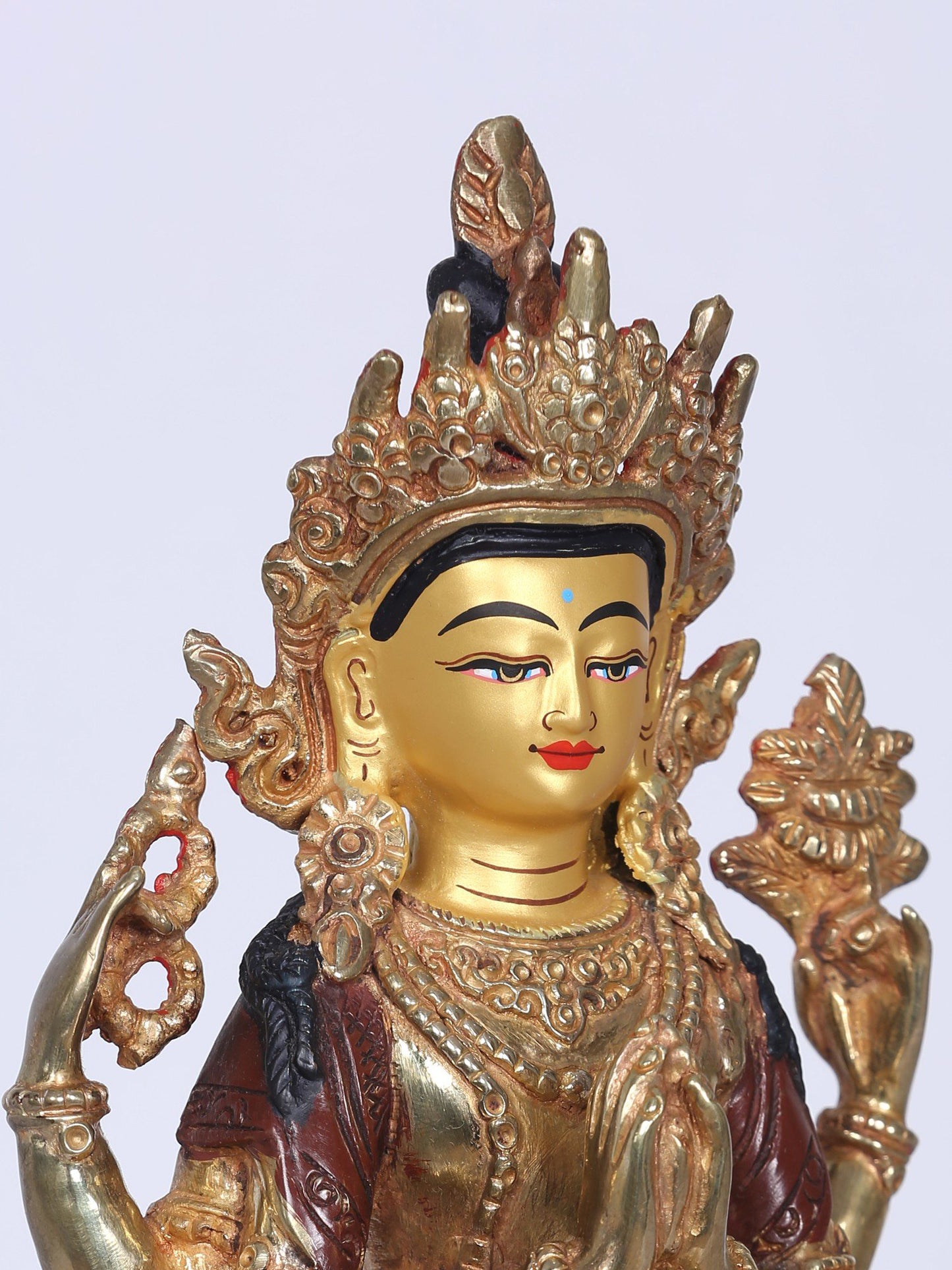 8" Tibetan Buddhist Deity Chenrezig Copper Statue (Shadakshari Avalokiteshvara) |  Handmade