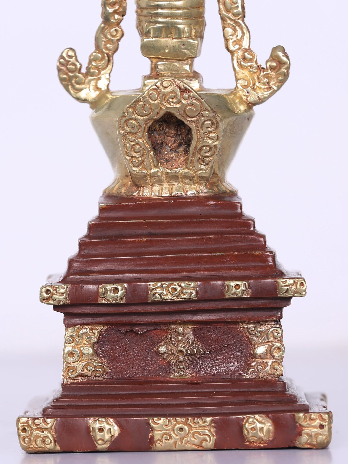 9" Copper Tibetan Buddhist Stupa From Nepal | Handmade | Copper Figurine