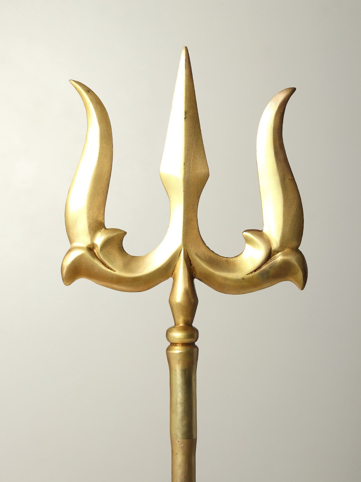 22" Brass Standing Trishul Of Lord Shiva | Ritual Item For Temple | Handmade Trident