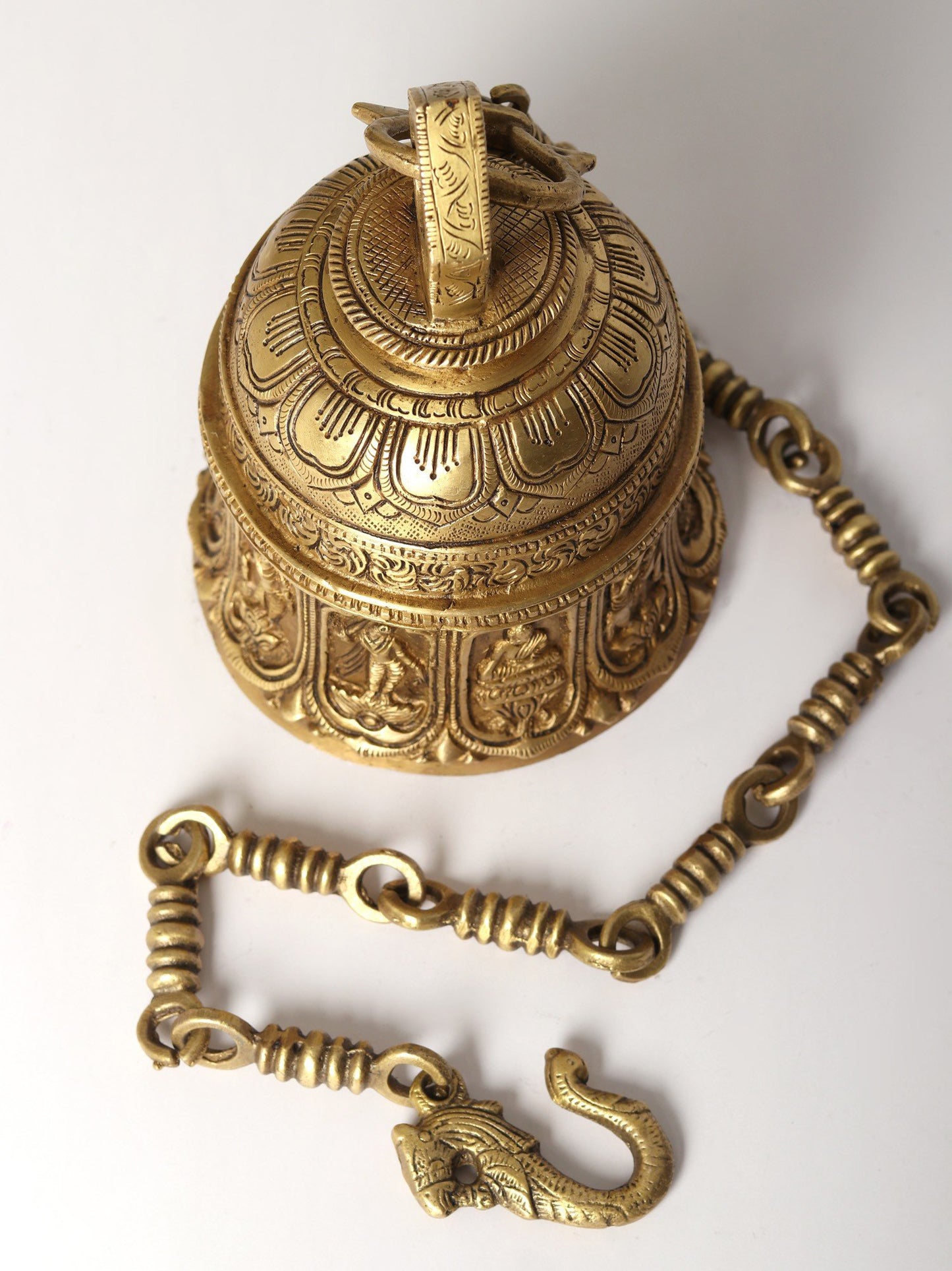 7" Dashavatara Pooja Bell In Brass | Handmade Brass Bell For Gifting