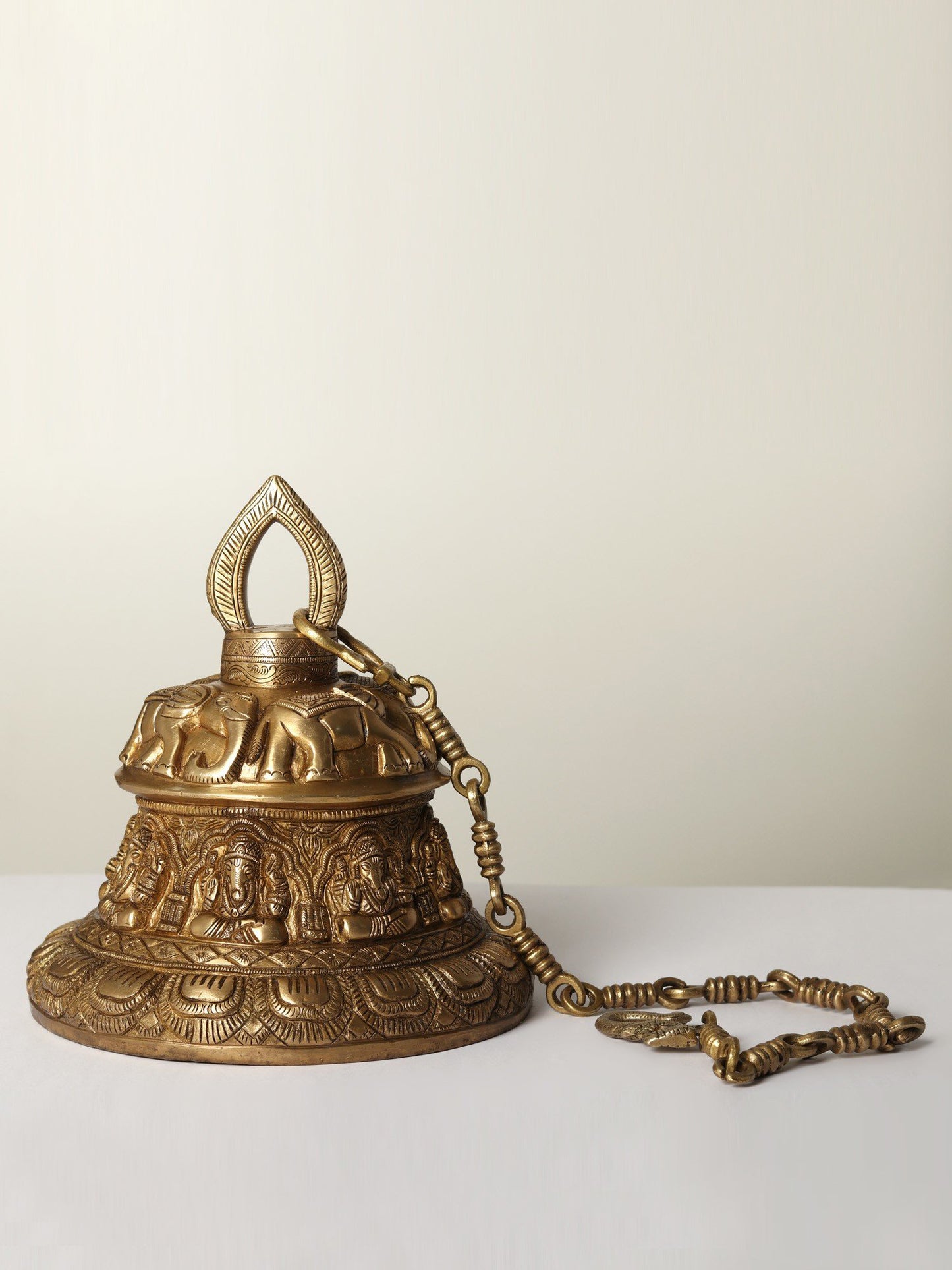 11" Ashta Ganesha Temple Bell In Brass | Handmade Brass Bell For Gifting