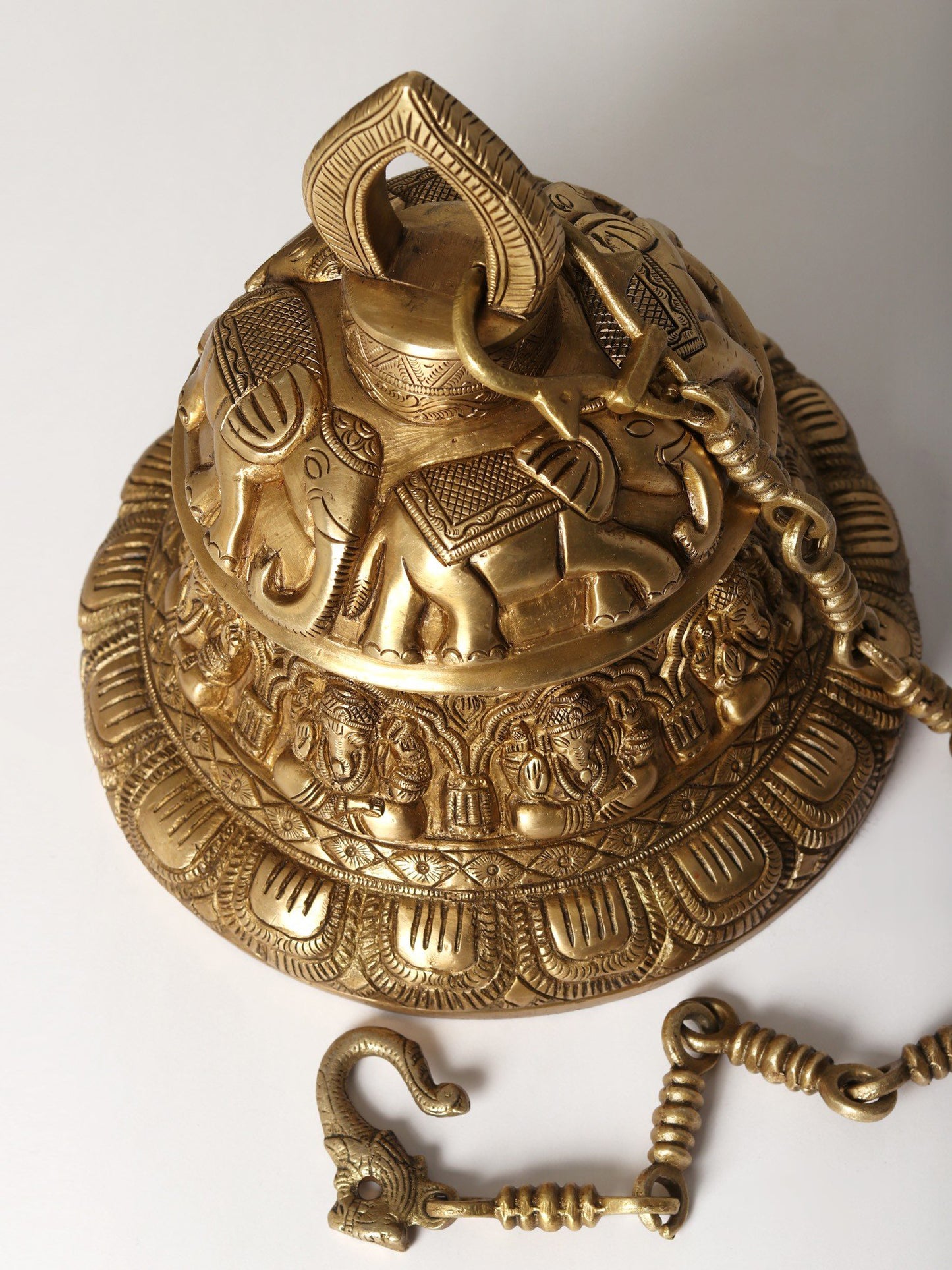 11" Ashta Ganesha Temple Bell In Brass | Handmade Brass Bell For Gifting