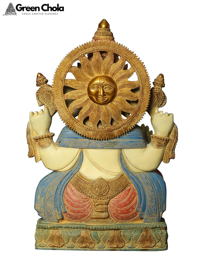 19-inch Colorful Blessing Lord Ganesha Brass Sculpture