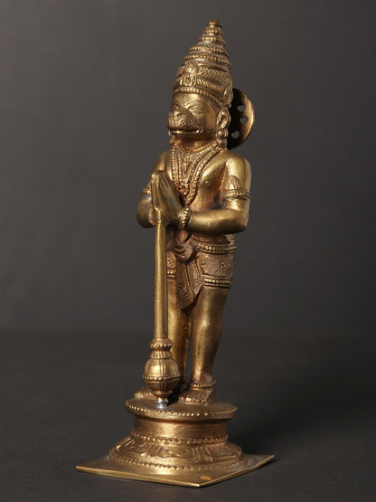 6" Small Standing Lord Hanuman With Namaskar Posture | Handmade Bronze Statue