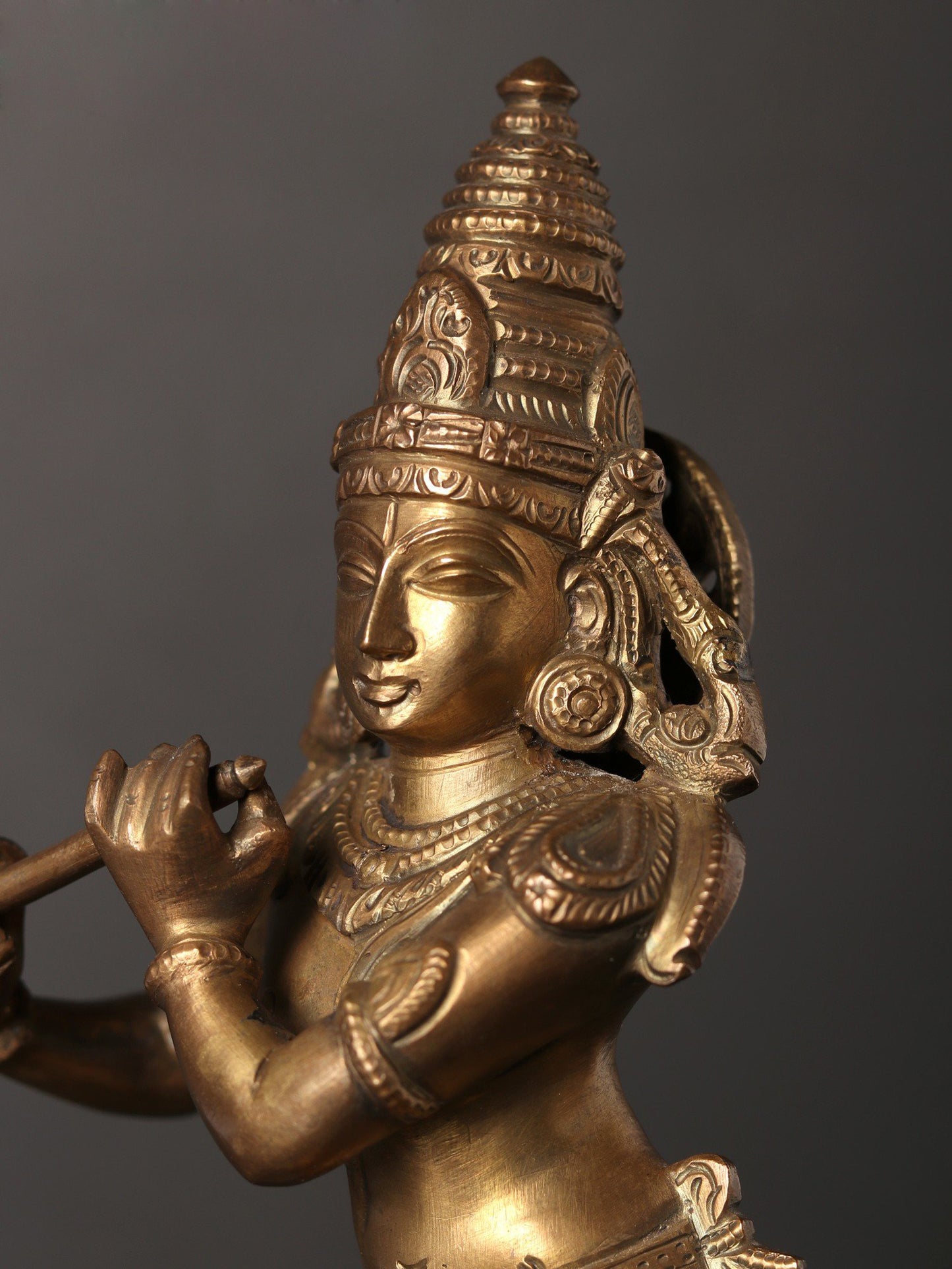 11" Standing Lord Krishna With Flute | Decorative Bronze Idol | Figurine For Gifting | Bronze Statue For Temple