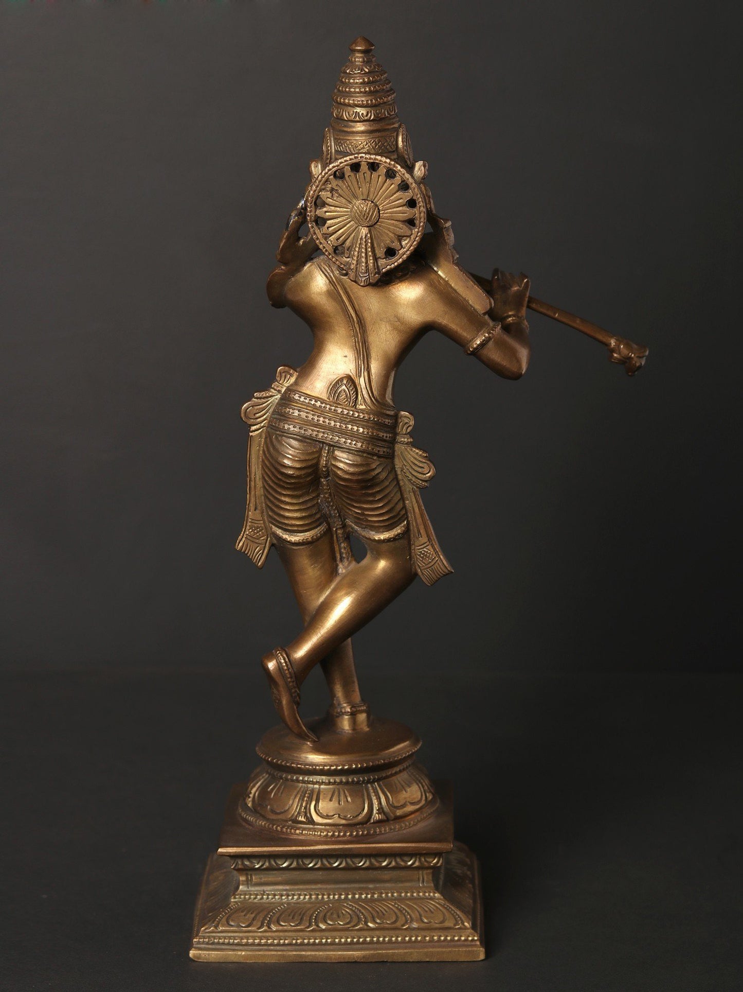 11" Standing Lord Krishna With Flute | Decorative Bronze Idol | Figurine For Gifting | Bronze Statue For Temple