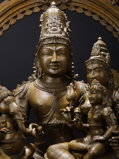 31" Large Shiva Family Seated on Kirtimukha Throne | Handmade Bronze Sculpture