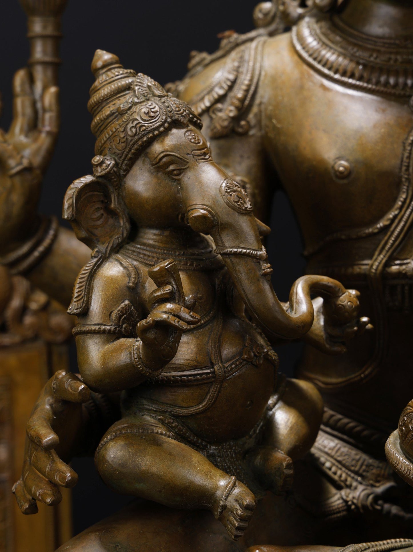 31" Large Shiva Family Seated on Kirtimukha Throne | Handmade Bronze Sculpture