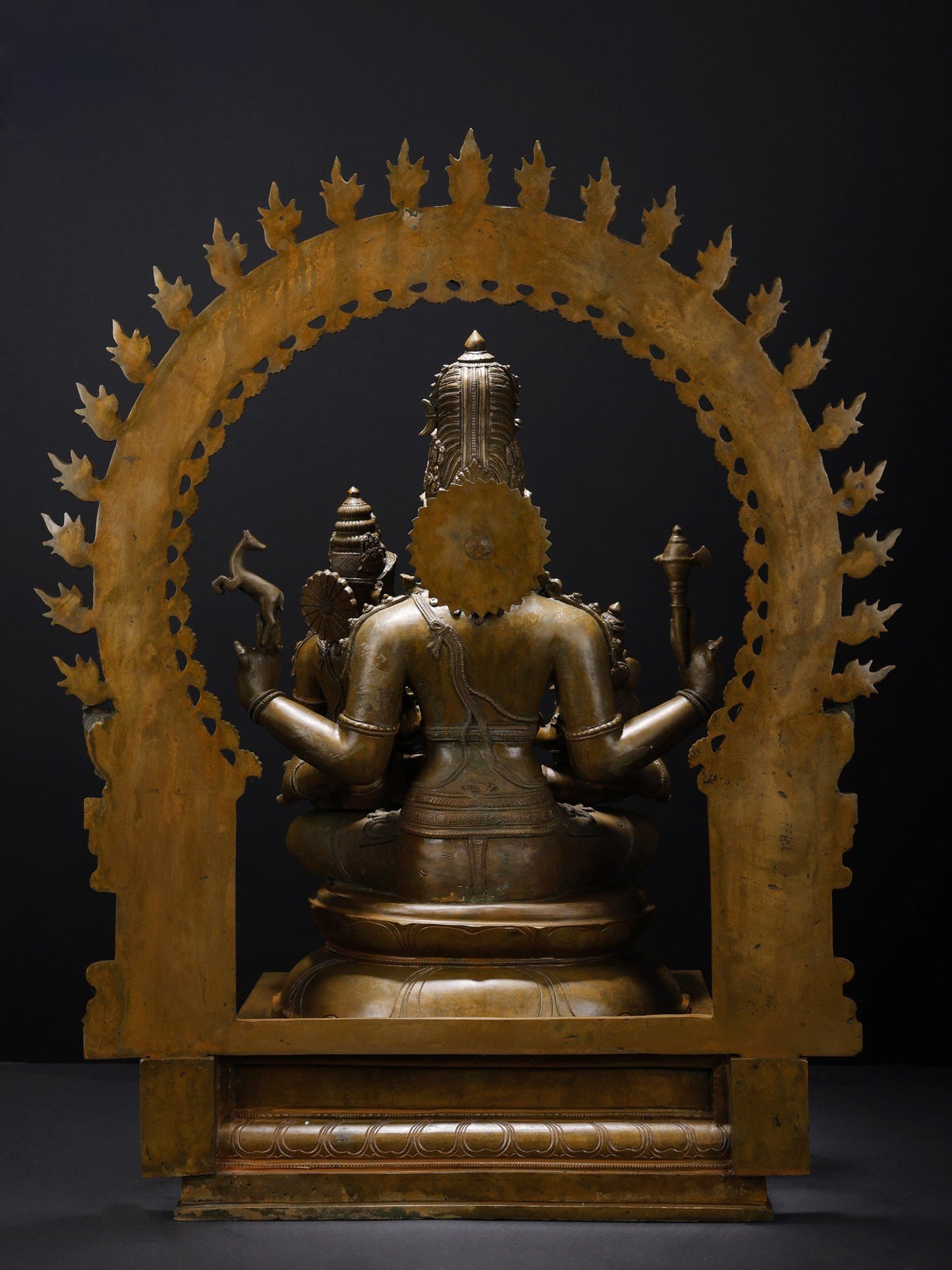 31" Large Shiva Family Seated on Kirtimukha Throne | Handmade Bronze Sculpture