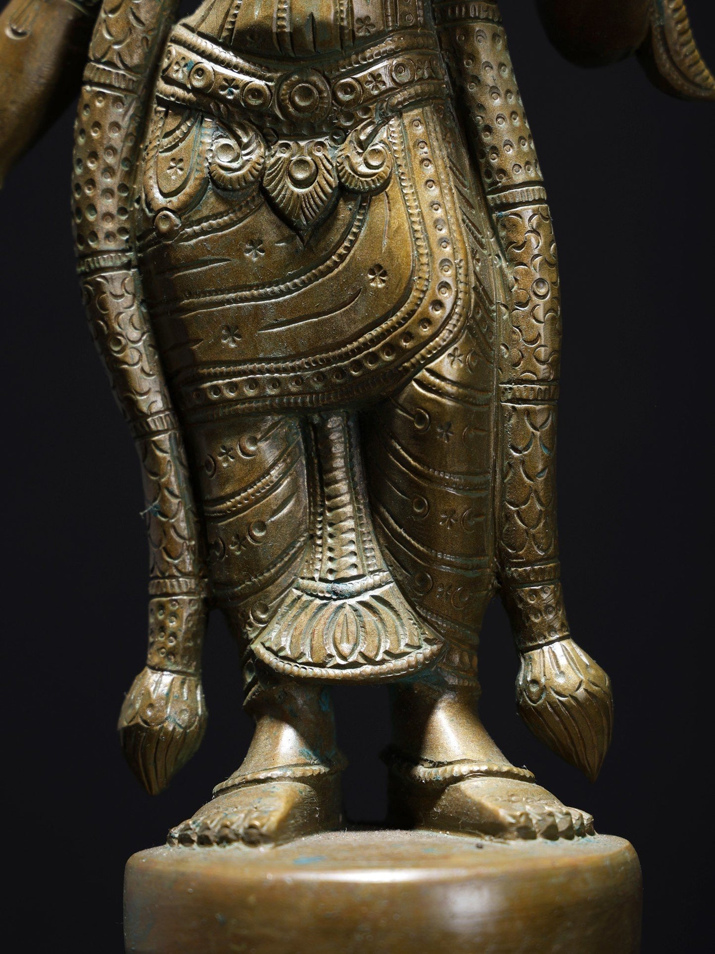 18" Standing Goddess Andal With Parrot | Handmade Bonze Statue