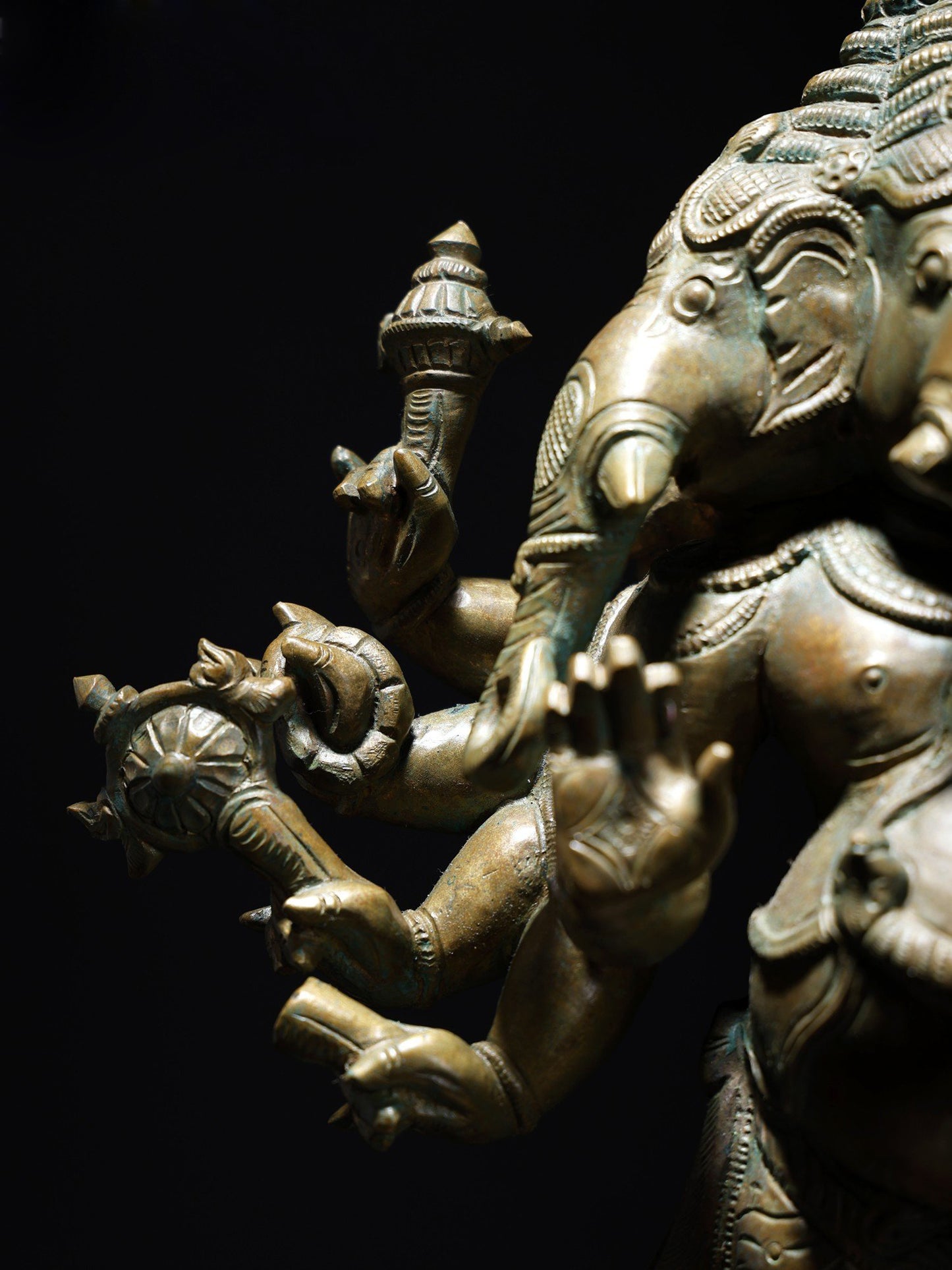 16" Standing Ten Armed Panchamukhi Lord Ganesha | Handmade Bronze Statue