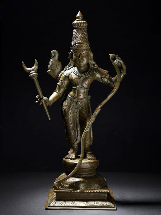 19" Standing Lord Rama In Tribhanga Posture Bronze Statue | Decorative Bronze Idol | Figurine For Gifting | Bronze Statue For Temple