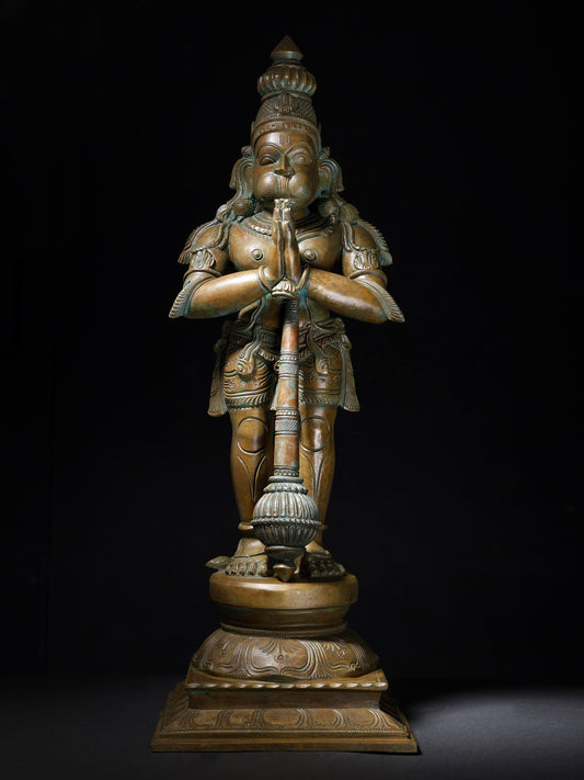 25" Standing Lord Hanuman (Namaskar Anjaneya) | Handmade Bronze Statue