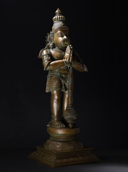 25" Standing Lord Hanuman (Namaskar Anjaneya) | Handmade Bronze Statue