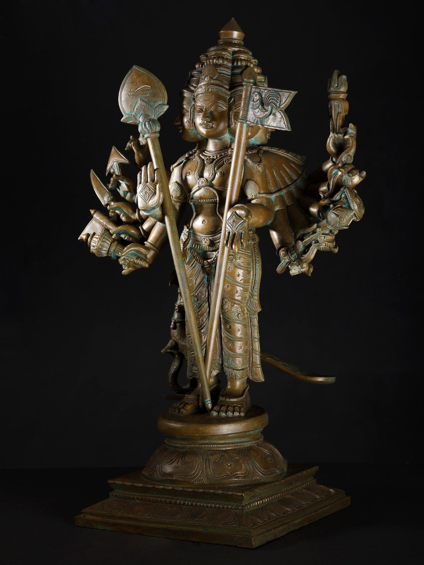 22" Standing Shanmukha Murugan (Kartikeya) with Multiple Hands | Bronze Statue