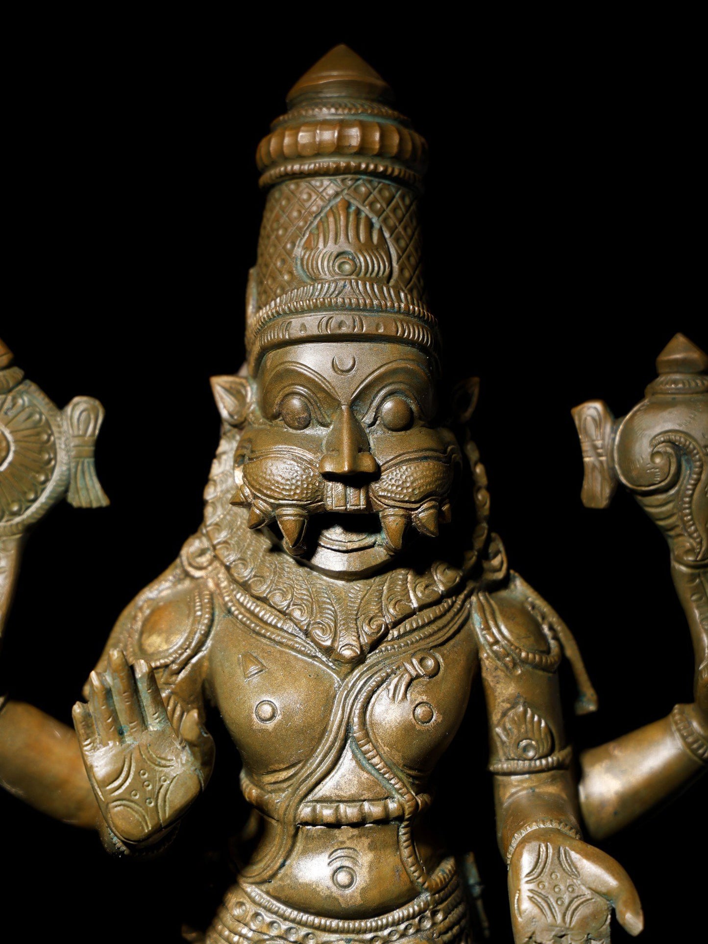 18" Standing Lord Narasimha in Blessing Gesture | Handmade Bronze Statue