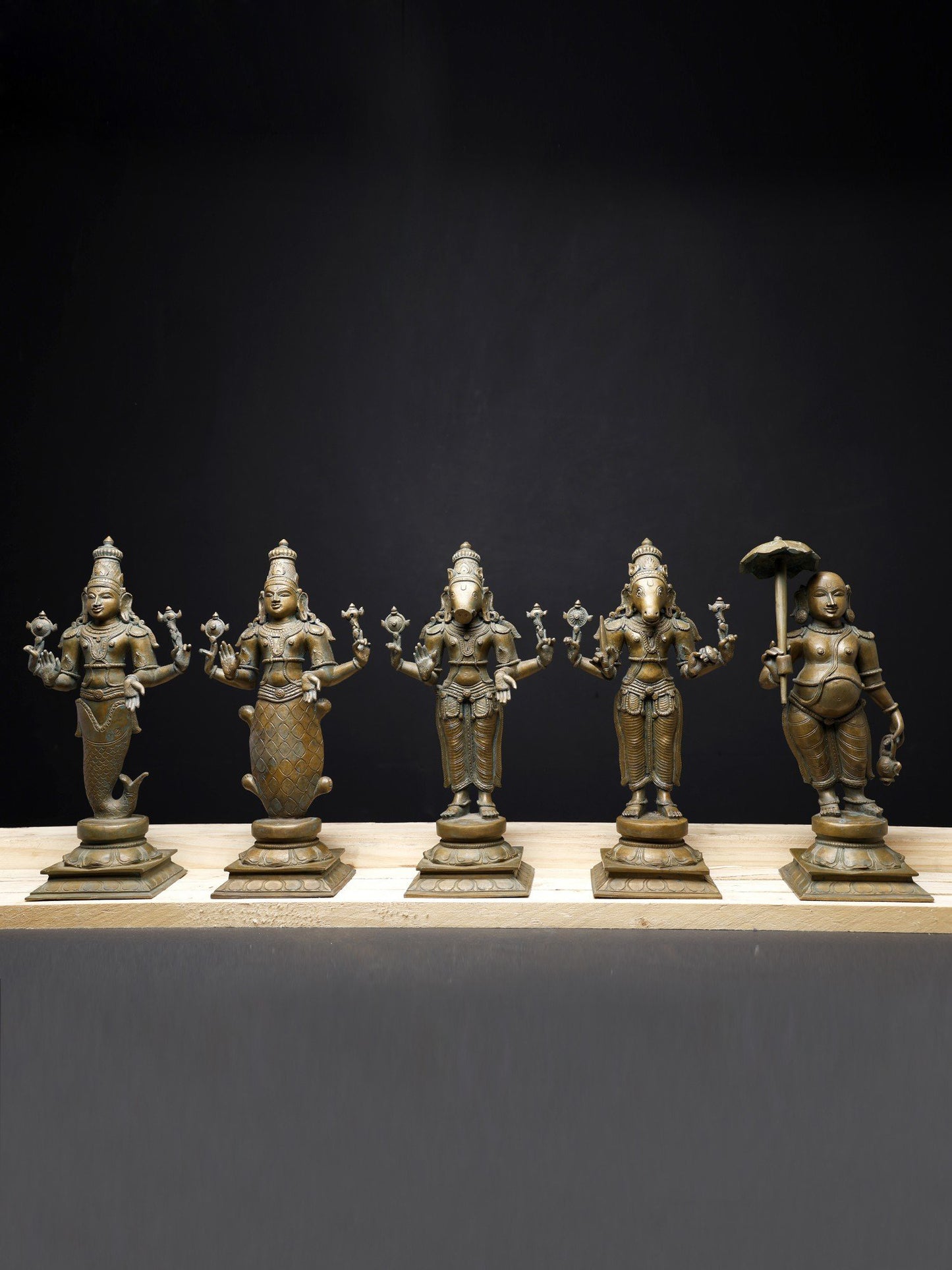 12" Dashavatara Of Lord Vishnu In Defferent Posture - (Set of 10) | Bronze Statues