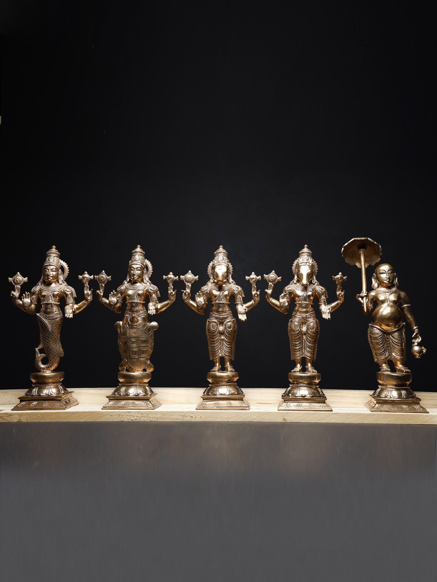 15" Handmade Bronze Sculpture Dashavatara Of Lord Vishnu - (Set of 10) | Bronze Statues