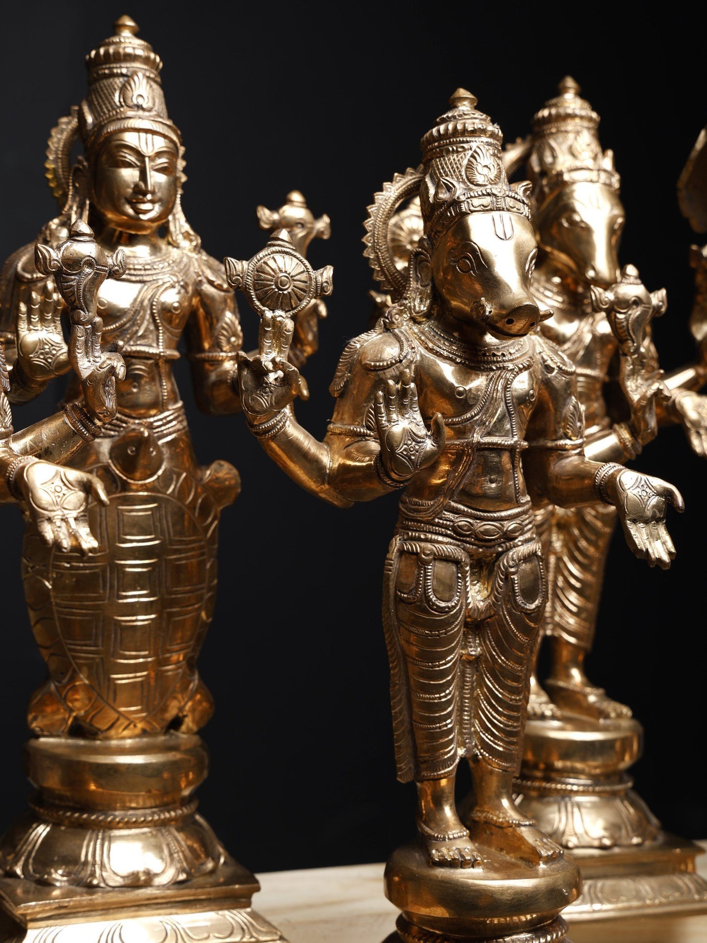 15" Handmade Bronze Sculpture Dashavatara Of Lord Vishnu - (Set of 10) | Bronze Statues