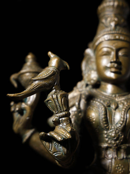 12" Four Armed Goddess Rajarajeshvari Sculpture | Handmade Bronze Statue