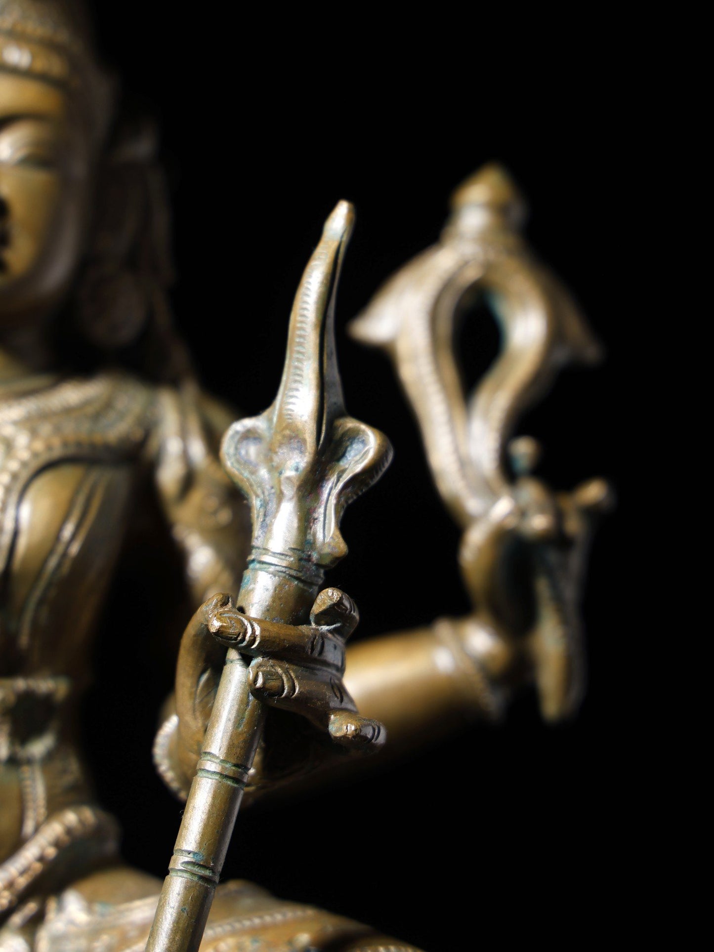 12" Four Armed Goddess Rajarajeshvari Sculpture | Handmade Bronze Statue